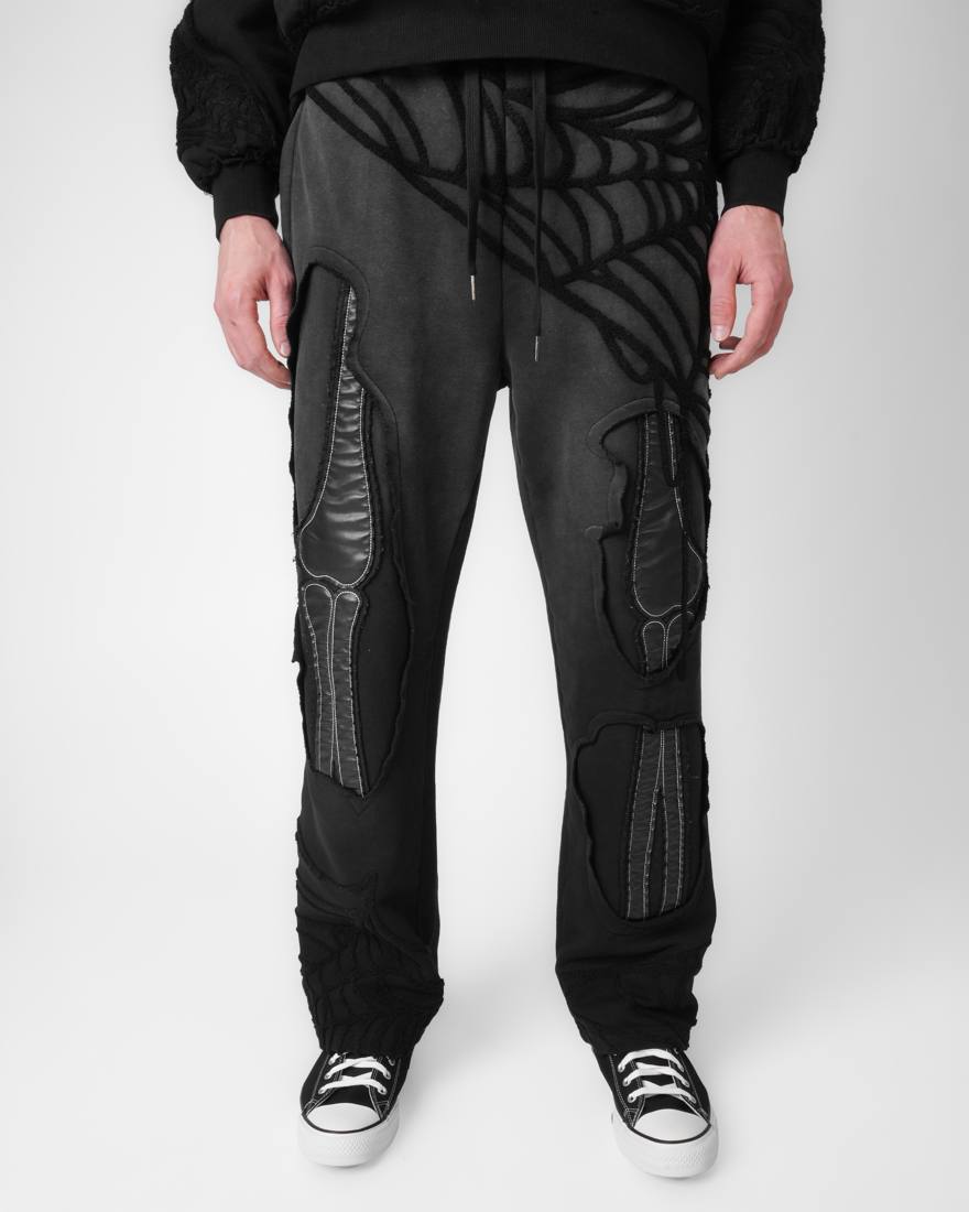Bone Appliqué Sweatpant in Onyx